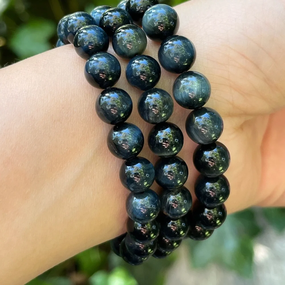 9mm blue tiger eye stretchable bracelet‎